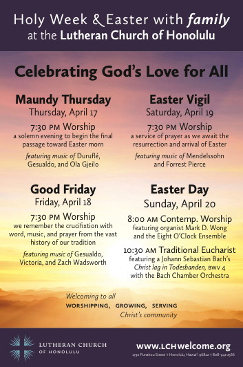 Holy Week and Easter worship schedule