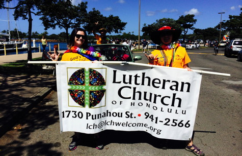 Our church banner leading the LCH contingent in the Pride Parade