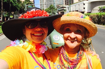 Pastor Angela and Miss Peggy sporting their rainbow hats