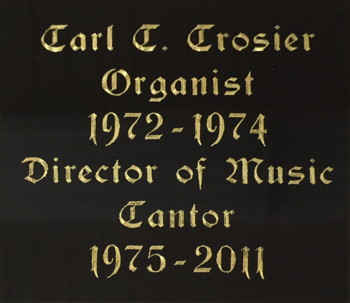 Plaque in honor of Carl Crosier