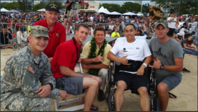 Members of the Wounded Warriors battalion at the Lantern Floating Ceremony