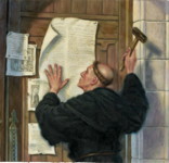 Luther nailing 95 theses graphic