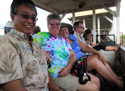 Members of the congregation on the Hawaiian Railway Sugar Train