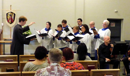 Members of the choir sing a psalm