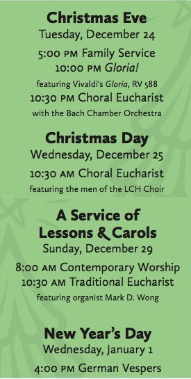 Christmas worship schedule