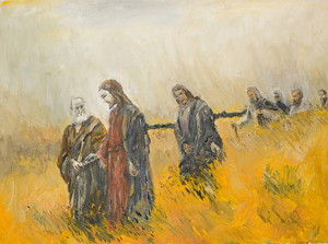 Jesus walking with disciples graphic