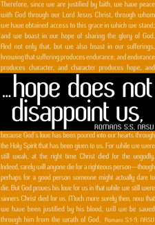 Hope does not disappoint us graphic