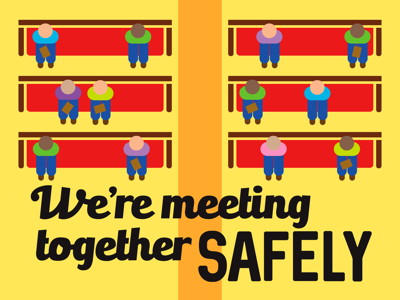 Meeting together safely graphic