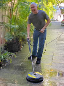 power washing the walkway