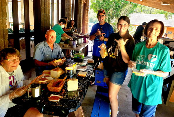 
  Faithful volunteers prepating meals at Maluhia Lutheran Church for the One Pot, One Hope meal ministry.