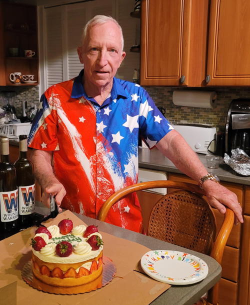 Pastor Steve Jensen with a declicous looking birthday cake. Hope you enjoyed it!