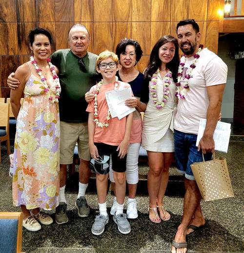 Fred Benco and Carolyn Ishikawa with their son Paul and his family who are visiting from the Canary Islands.