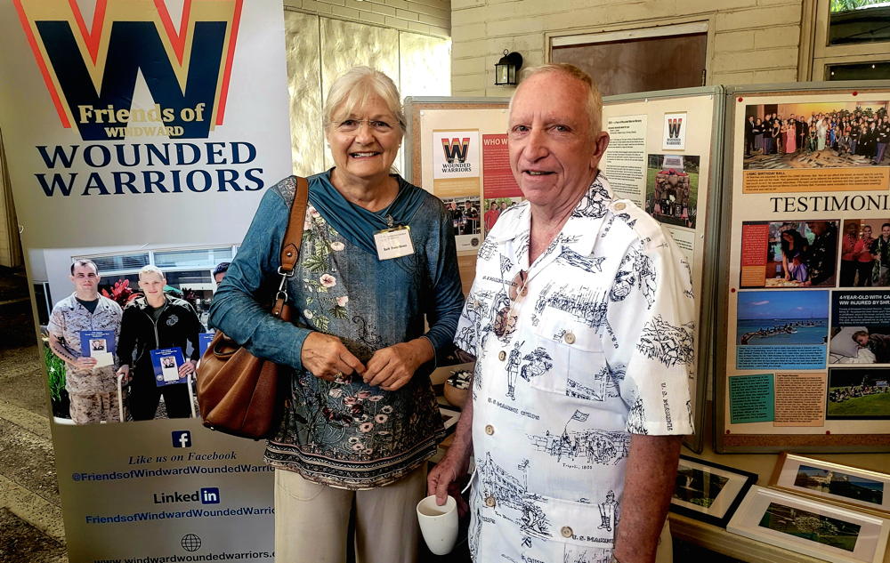 Pr. Steve Jensen shares with Barb Poole-Street the good things he helps plan for the Wounded Warriors program.