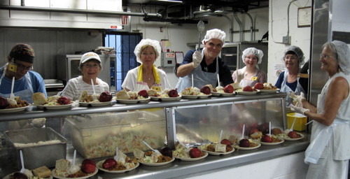 The LCH crew ready to serve dinner at IHS.