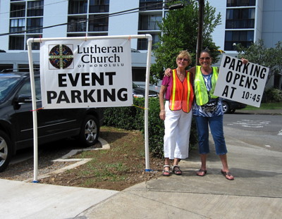 Parking attendants for Punahou Carnival