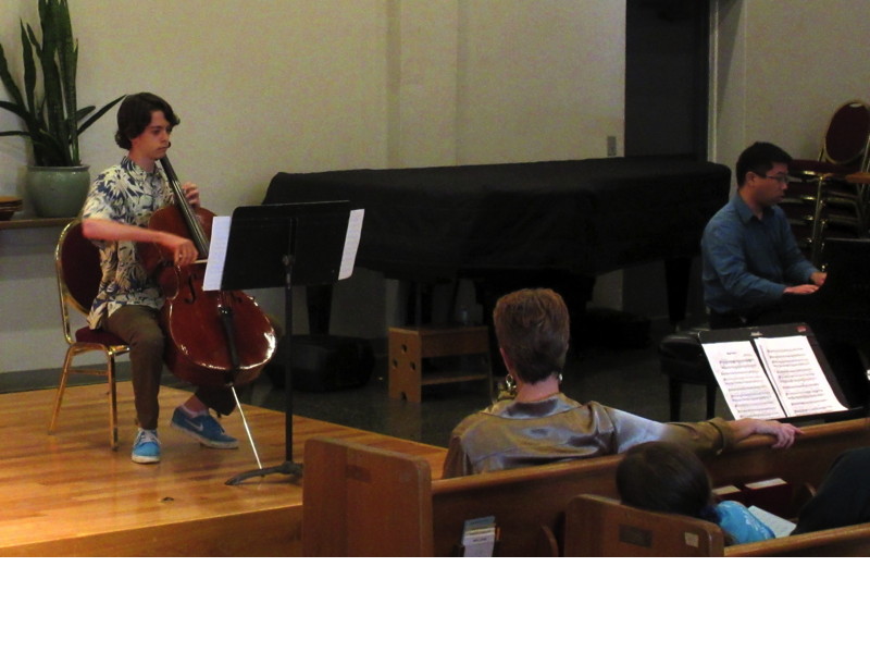 A boy played the second movement of Diitri Shostokovich’s “Sonata in D minor” on the cello.