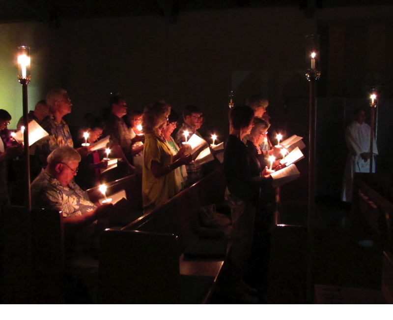 The congregation processed into the Nave and candles were lit during the singing of the Exulted.