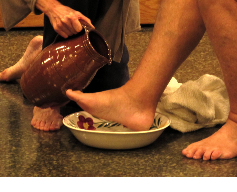 Following Jesus’ example at the Last Supper, members washed each other’s feet.