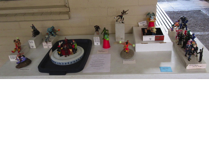 Items Displayed at Faith and Arts Sunday—“Action v. Interaction” (posed action figures) by Robert Tellander