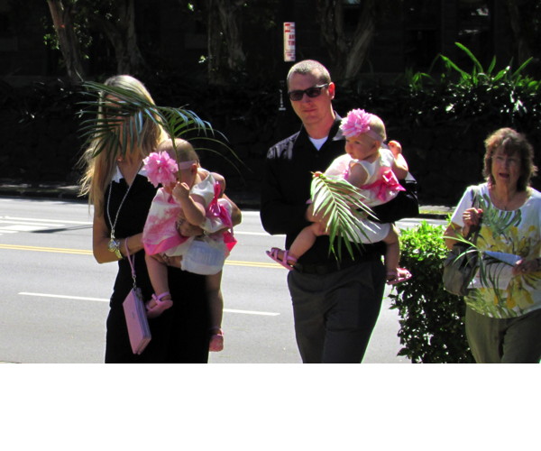 Young and old carried palms and sang.