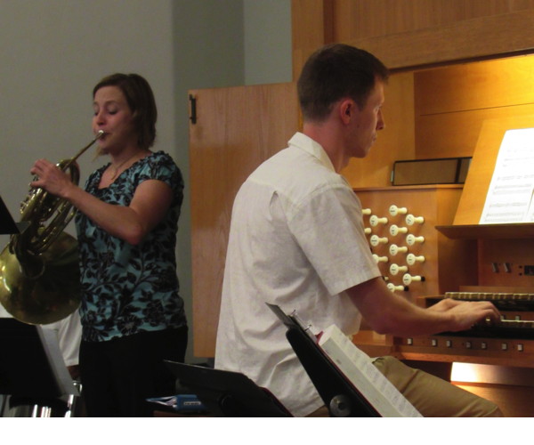 Easter morning the 8:0 AM congregation was treated to special music on French horn and organ.